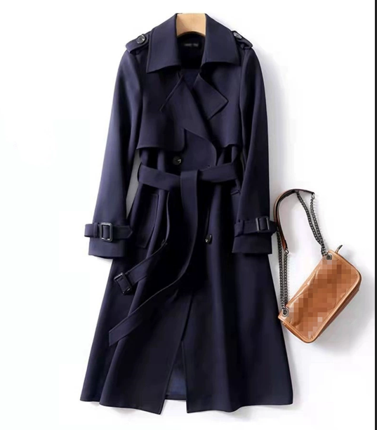 Windbreaker Women's Medium Long Fashionable British Coat Knee Coat