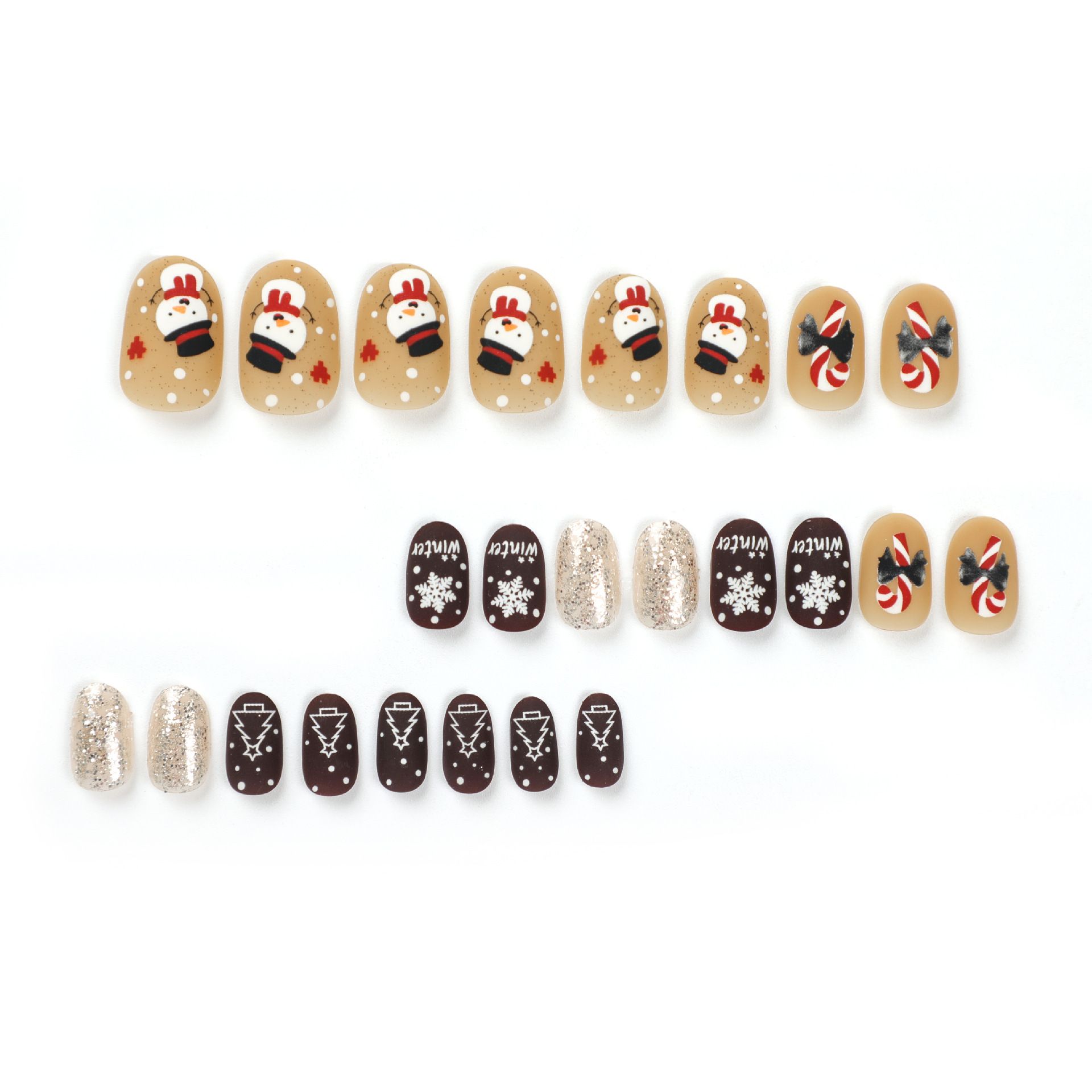 Christmas 24pcs/set False nails stickers nail art pieces wear nail special nail pieces snowflake