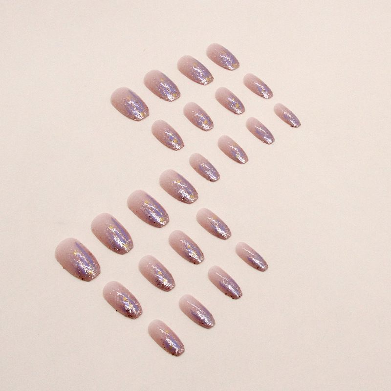 Short ballet glitter pink purple sequins aurora meteor false nails bursting star wear false nails