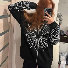 Y2k Skeleton Hoodies Women Gothic Black Zip Up Oversized Sweatshirts Female Retro Harajuku Hooded Jackets Streetwear
