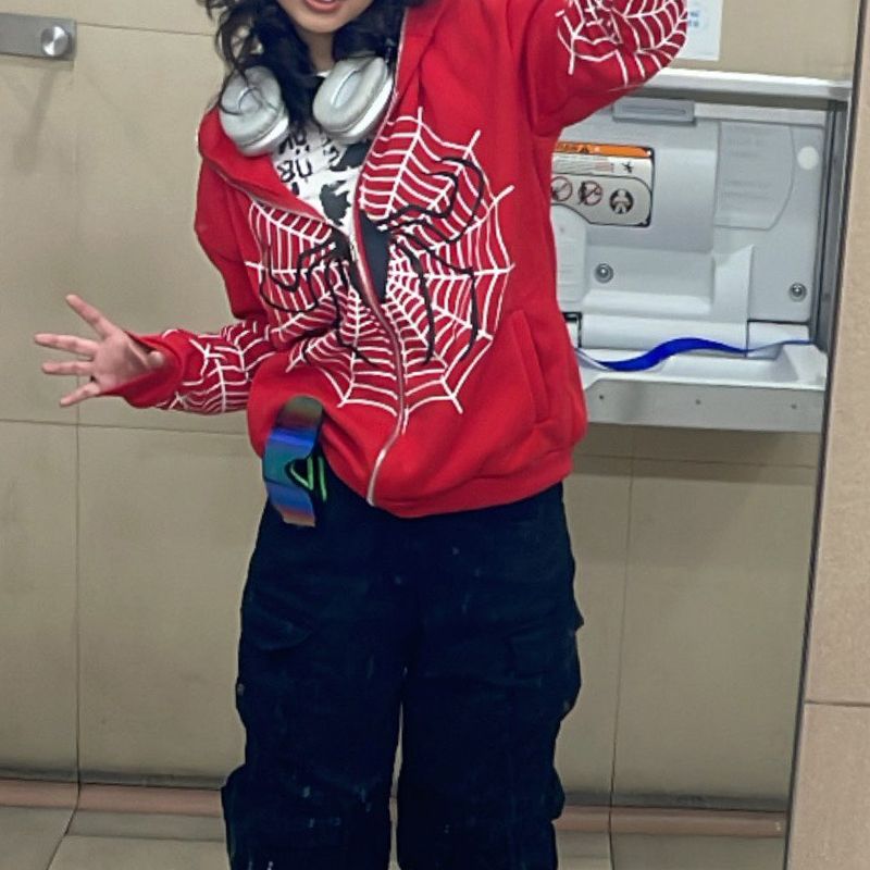 Y2k Skeleton Hoodies Women Gothic Black Zip Up Oversized Sweatshirts Female Retro Harajuku Hooded Jackets Streetwear