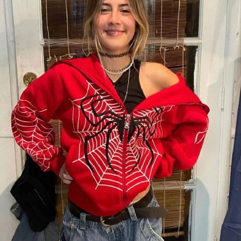Y2k Skeleton Hoodies Women Gothic Black Zip Up Oversized Sweatshirts Female Retro Harajuku Hooded Jackets Streetwear