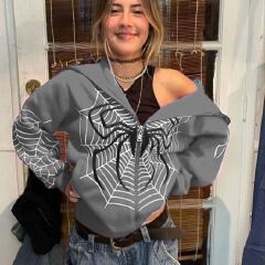 Y2k Skeleton Hoodies Women Gothic Black Zip Up Oversized Sweatshirts Female Retro Harajuku Hooded Jackets Streetwear