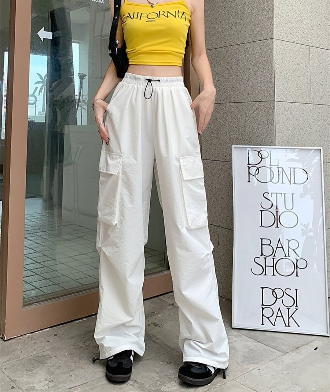 Y2K Parachute Black Pants Women Cargo Trousers Hippie Streetwear Oversize Pockets Straight-leg Leggings Harajuku Wide Leg Baggy Sweatpants