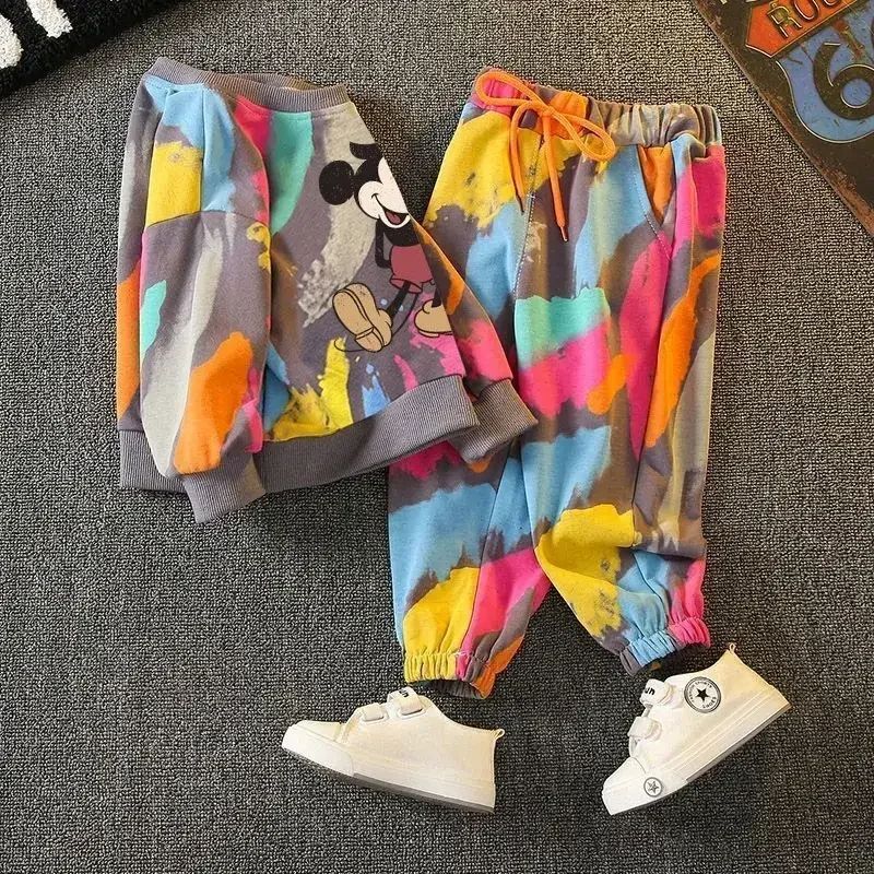 Fall Boys Mickey Mouse Set Baby Toddler Fashion Long Sleeve Boys Girls Cute Casual Sets Kids Clothes For Babies Aged 1-4 Years Old