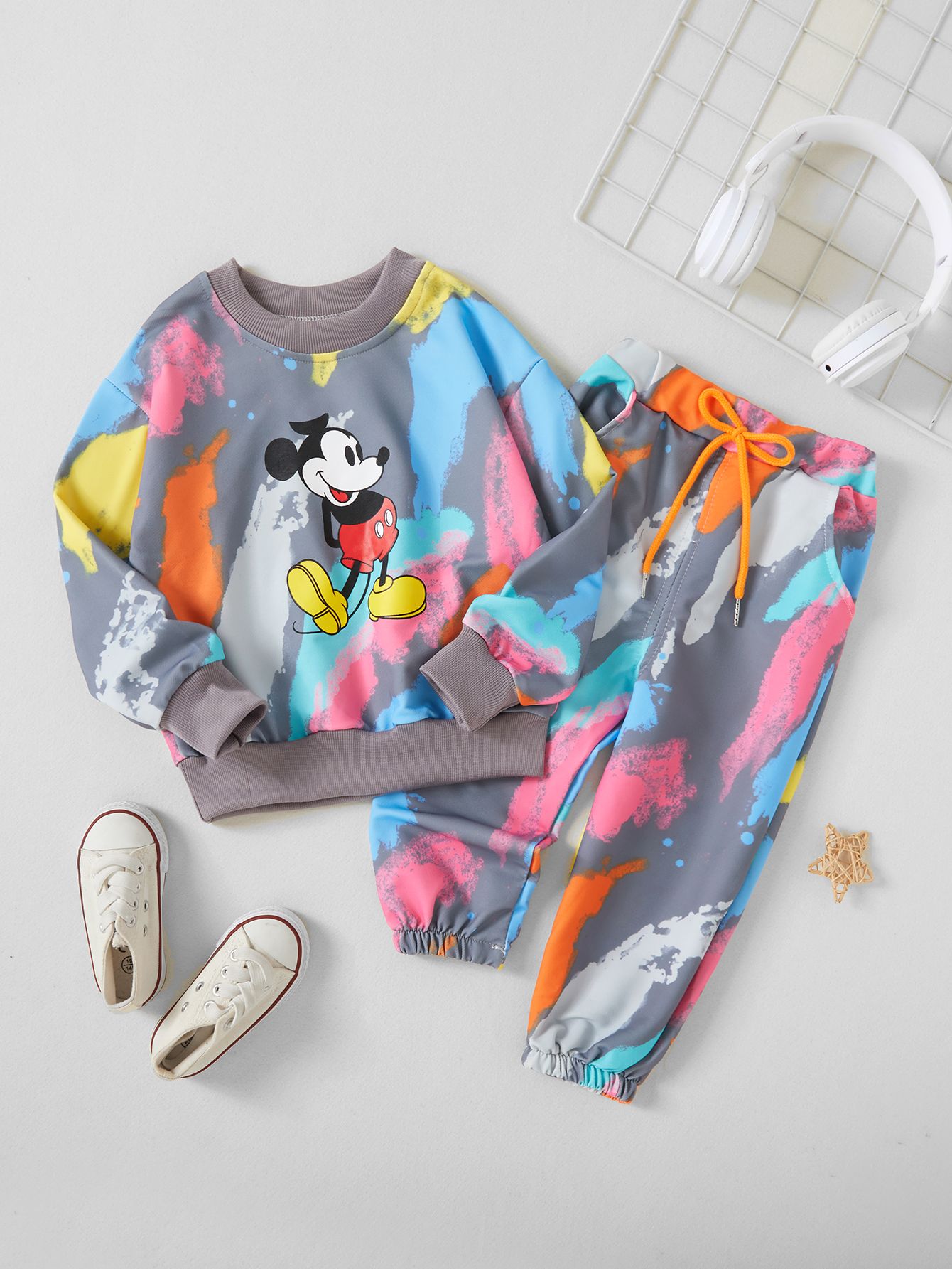 Fall Boys Mickey Mouse Set Baby Toddler Fashion Long Sleeve Boys Girls Cute Casual Sets Kids Clothes For Babies Aged 1-4 Years Old