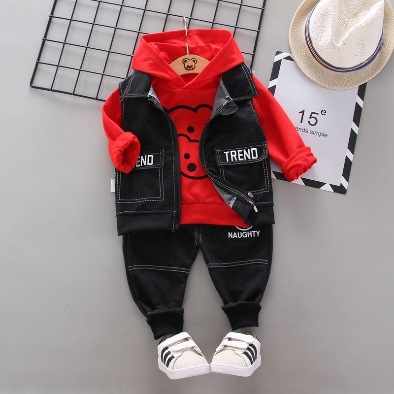 2-5 Years Kids Girls Boys 3pcs Clothing Sets Cartoon Minnie Spring Autumn New Children Vest + Hoodies + Pants Tracksuits Kids Clothes Sport Suit