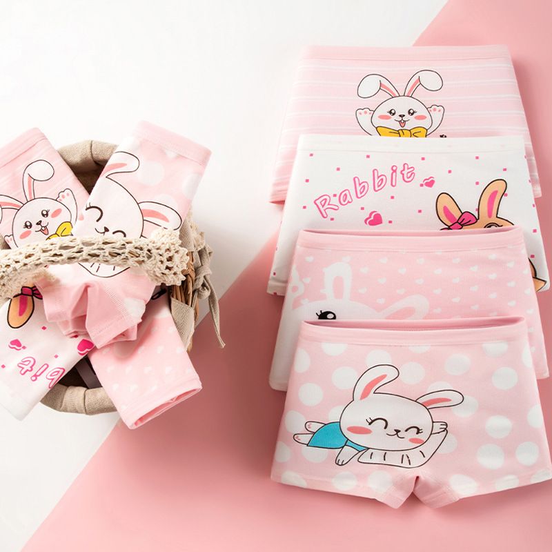 4pcs Baby Girl Children's Underwear Panties Cotton Boxer Kid's Brief Princess Print Breathable Soft Comfortable Children Underwear For 3-12T