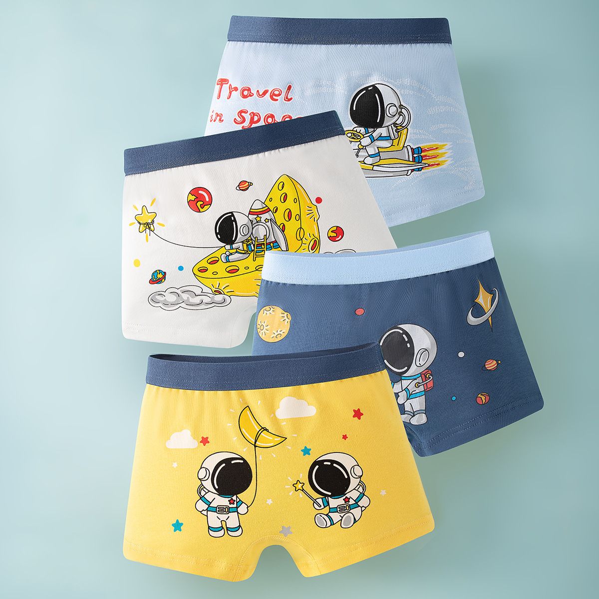 4pcs Children's Underwear Boy Toddler Panties Pure Cotton Boxer Brief Shorts Superman Cartoon Breathable Soft Comfortable Underpants For 3-12T