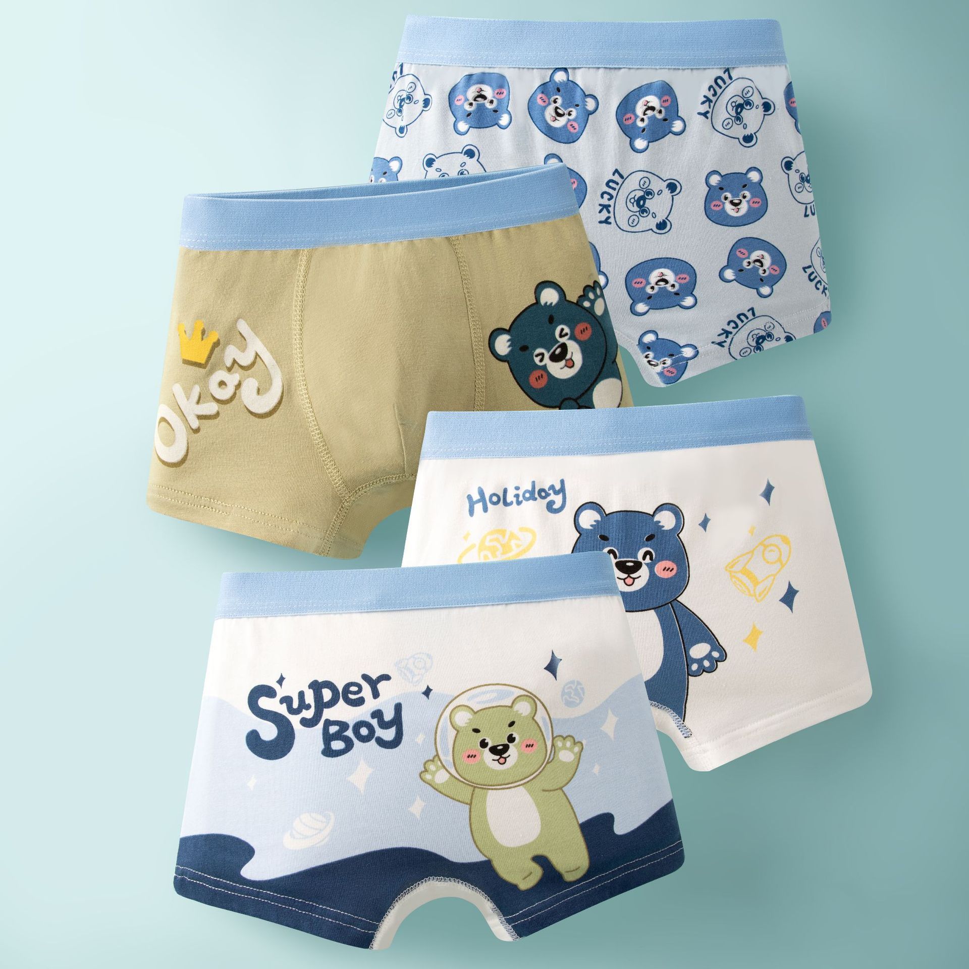 4pcs Children's Underwear Boy Toddler Panties Pure Cotton Boxer Brief Shorts Superman Cartoon Breathable Soft Comfortable Underpants For 3-12T