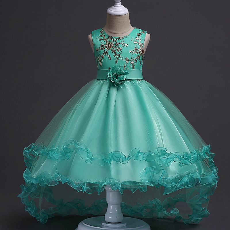 Young Girls Ceremonial Elegant Dresses Party Graduation 10 12 Years Old Girly Children Sage Evening Wedding Christmas Party Tutu Dress