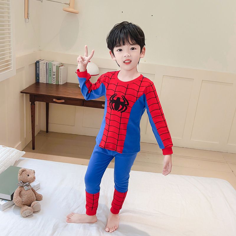 Super Hero Spider Man Cartoon 3 10 Years Old Children's Clothes Long Short Sleeve Suit Pajamas New Year Christmas Birthdays Gift