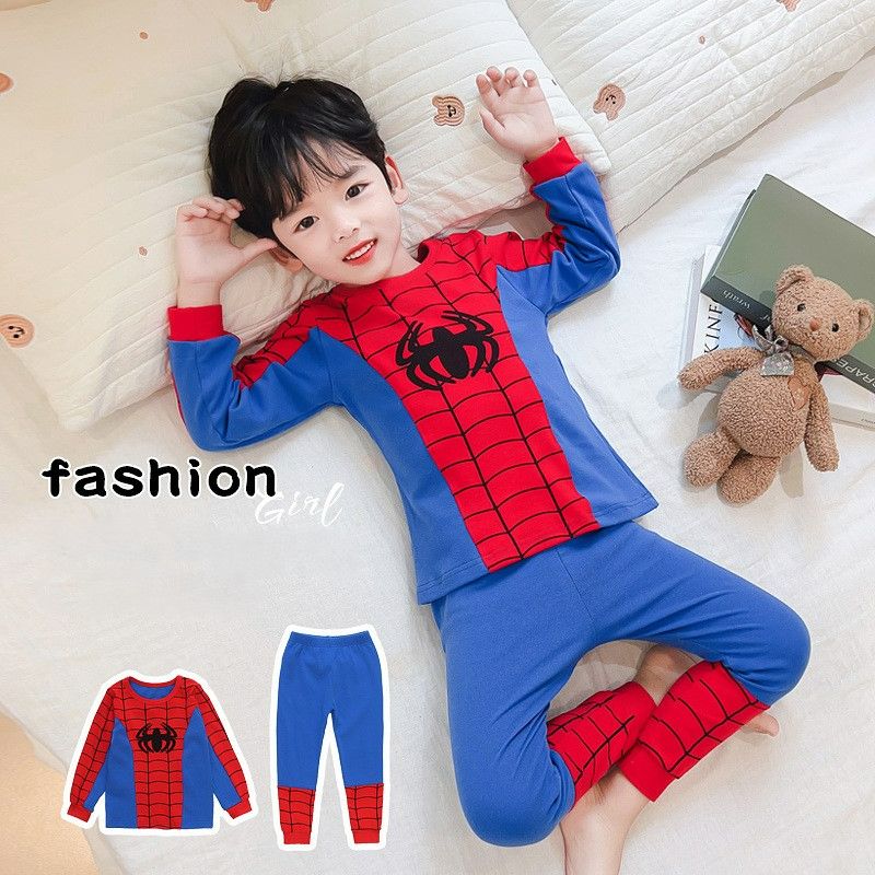 Super Hero Spider Man Cartoon 3 10 Years Old Children's Clothes Long Short Sleeve Suit Pajamas New Year Christmas Birthdays Gift