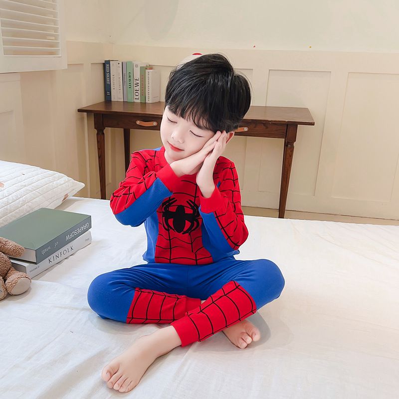 Super Hero Spider Man Cartoon 3 10 Years Old Children's Clothes Long Short Sleeve Suit Pajamas New Year Christmas Birthdays Gift