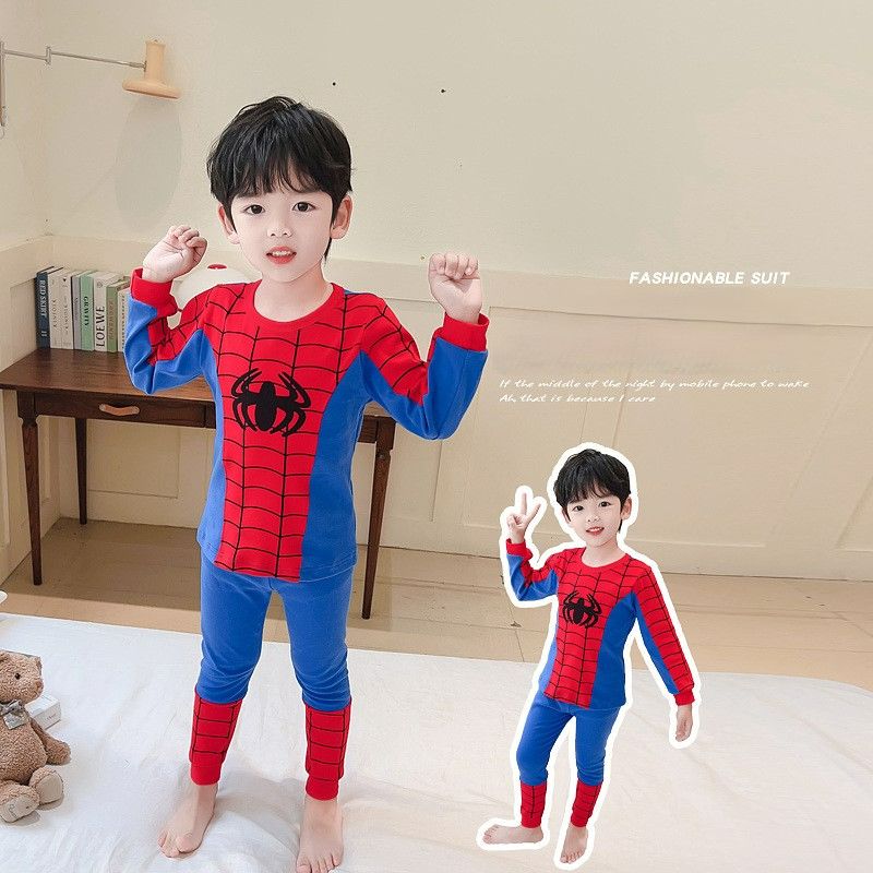 Super Hero Spider Man Cartoon 3 10 Years Old Children's Clothes Long Short Sleeve Suit Pajamas New Year Christmas Birthdays Gift