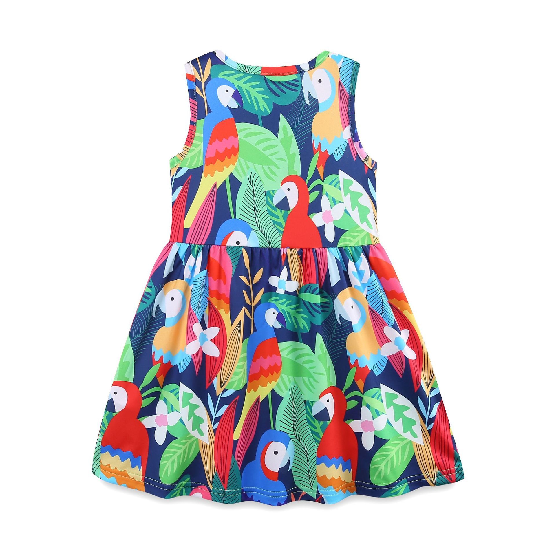 2025 New African Style Girls Sleeveless Dress Round Neck Princess Skirt Floral Print Children's Skirt