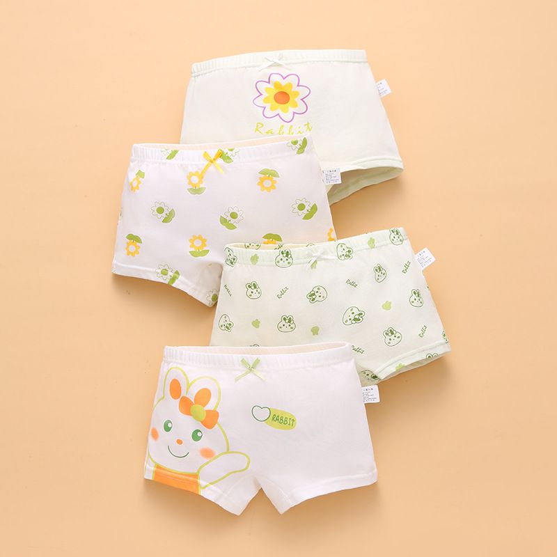 Cute and Sweet Style Child Childrem Underwear Cotton Panties for Girls - Kitten, Bunny and Strawberry Print Boxer Shorts, Suitable for Primary - school Students and Babies, Ideal for Summer