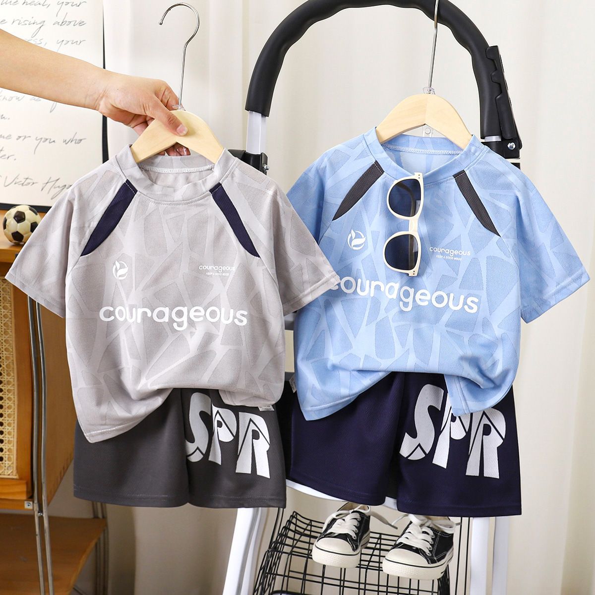 Boys' sports suit summer quick-drying short-sleeved shorts fashionable breathable children's new basketball uniform two-piece children's clothing