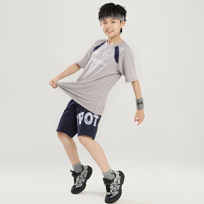 Boys' sports suit summer quick-drying short-sleeved shorts fashionable breathable children's new basketball uniform two-piece children's clothing