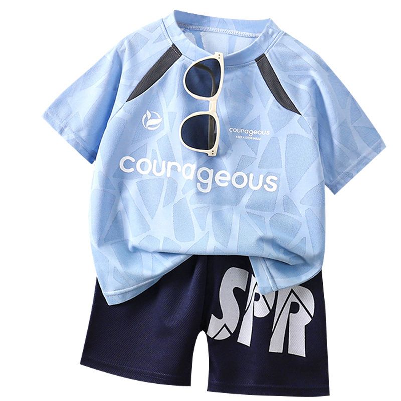 Boys' sports suit summer quick-drying short-sleeved shorts fashionable breathable children's new basketball uniform two-piece children's clothing