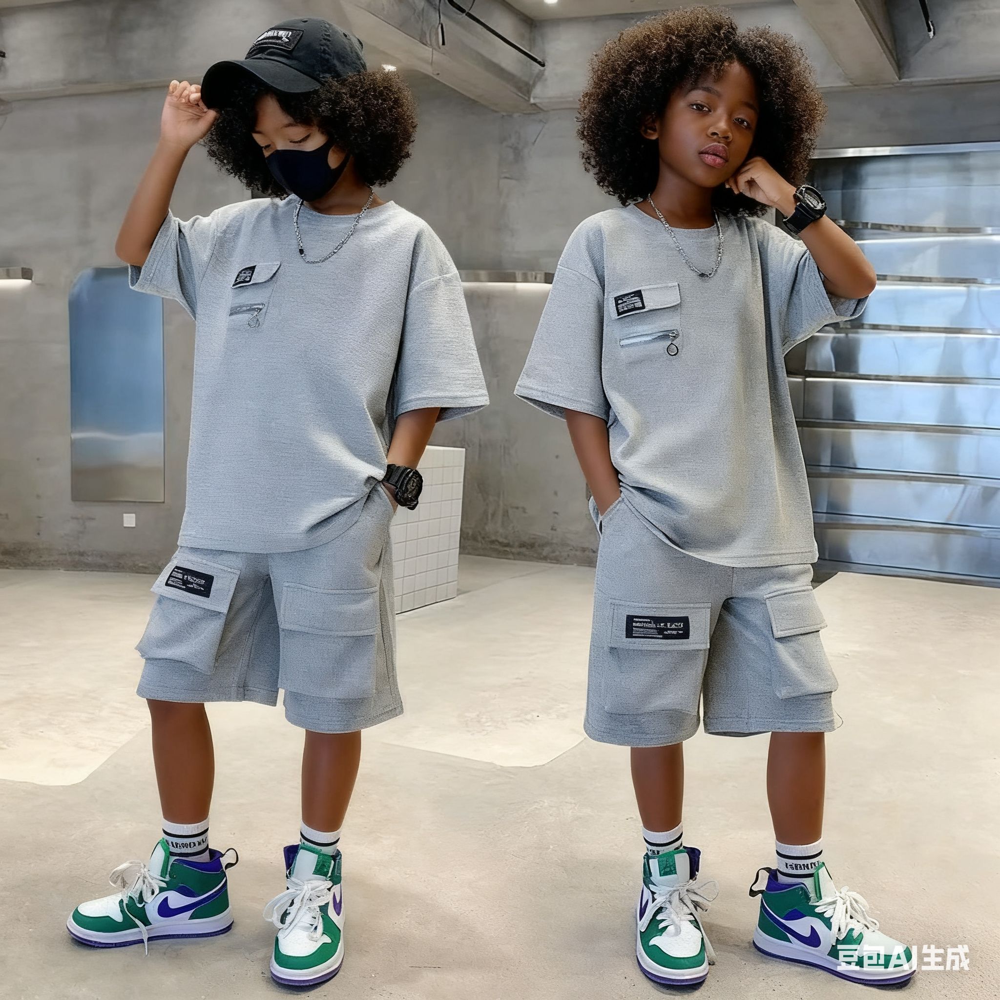 New Boys Sport Clothing Sets Short Sleeve T-Shirt Summer Big Kids Loose Clothes Suit Tops+Shorts 2Pcs Children Fashion New Waffle Handsome Outfits