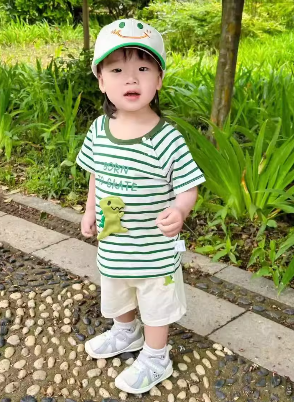 [2025 New Arrival] Children's short-sleeved suit pure cotton comfortable boy summer loose two-piece baby shorts baby clothes 90-100cm