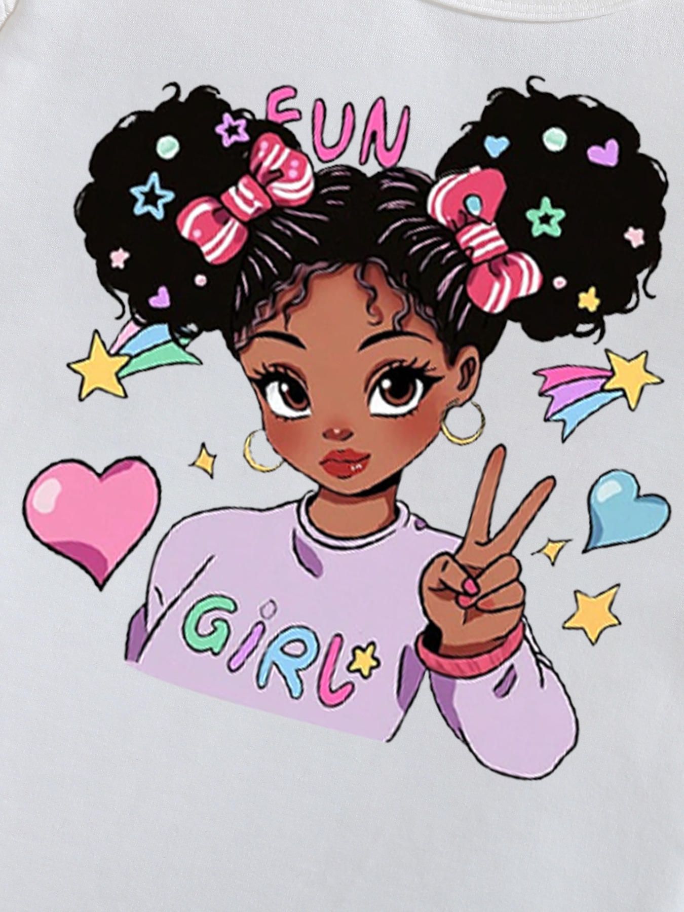 [2025 New Arrival] Girls' suit round neck girls puff sleeve top imitation denim flared trousers two-piece suit kid