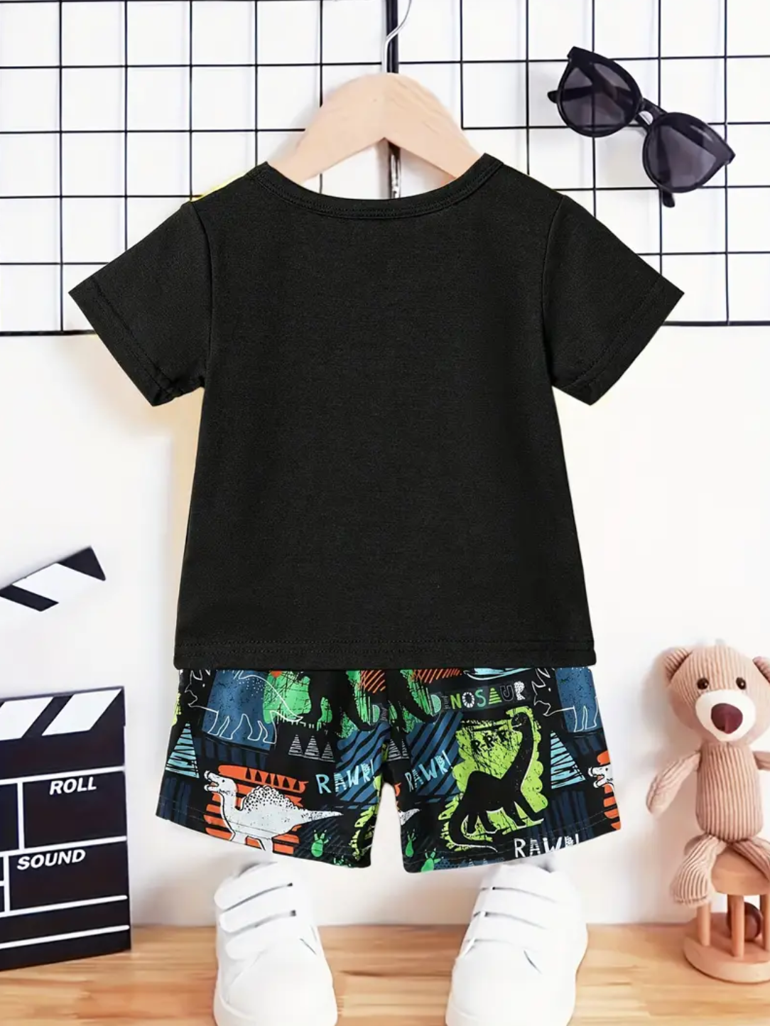 Summer Boys' Fashion Clothes,Dinosaur Letter Print Kids Cute Short Sleeve T-Shirt Outfit, Perfect for Outdoor
