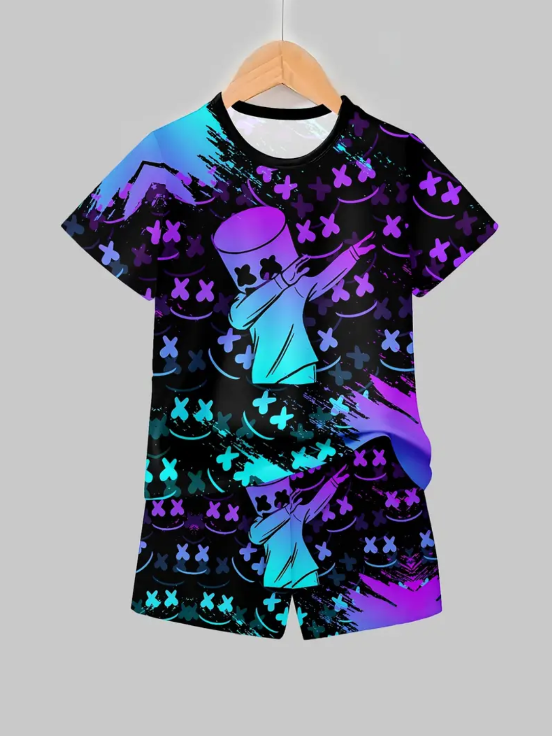 [Fashion Boys Suit] 3D Printed Casual Boys Suit Fashion | Pullover Short Sleeve Shorts T Sweatshirt, Boys Outdoor T-Shirt Shorts Set, Perfect for Outdoor，Boys clothes