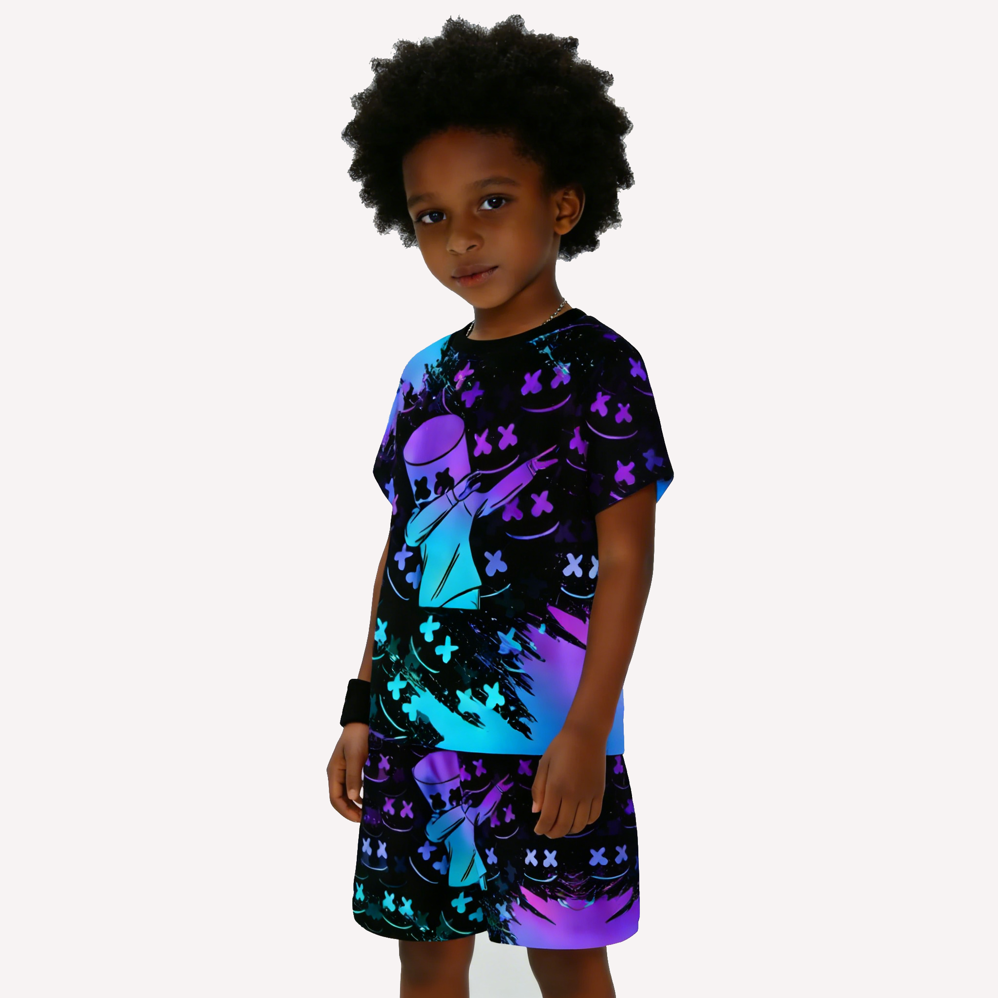 [Fashion Boys Suit] 3D Printed Casual Boys Suit Fashion | Pullover Short Sleeve Shorts T Sweatshirt, Boys Outdoor T-Shirt Shorts Set, Perfect for Outdoor，Boys clothes