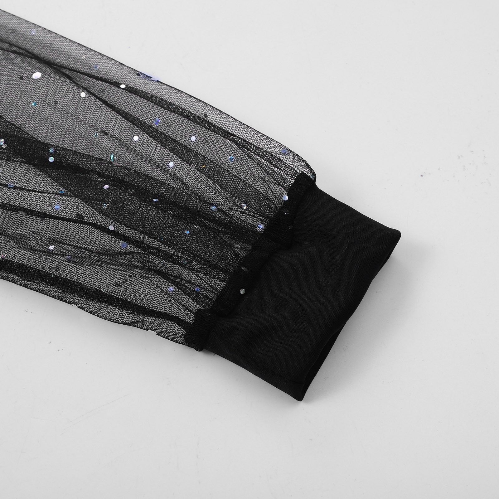 Elegant Black Mesh Sequin Long Sleeve Maxi Dress Women's Deep V Neck Wrap Split High Waist Female Irregular Ruffles Evening Party Dress
