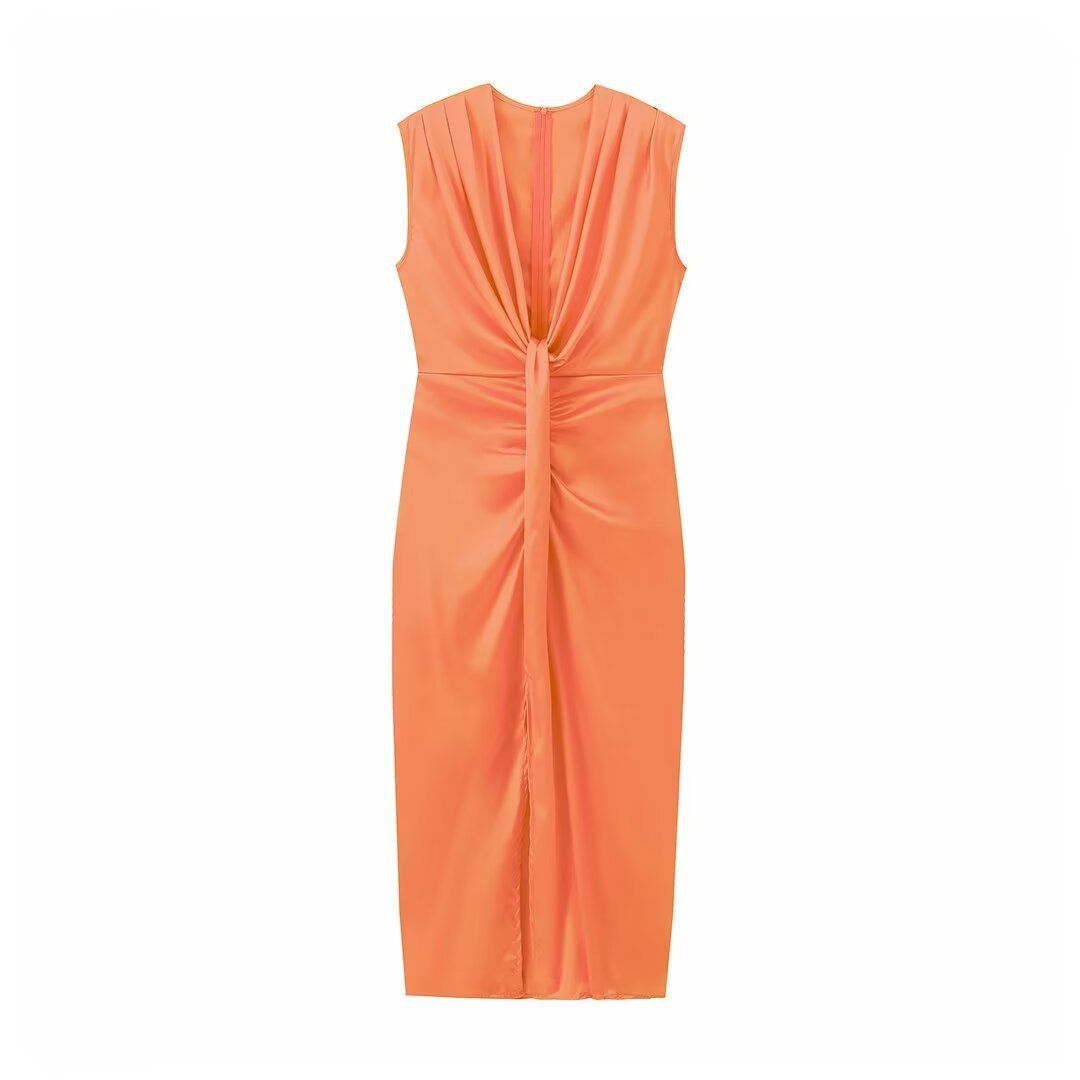 Women Elegant Split Long Dress Fashion Hollow Out Solid Sleeveless Vestidos 2024 Holiday Summer Ladies Evening Party Robes