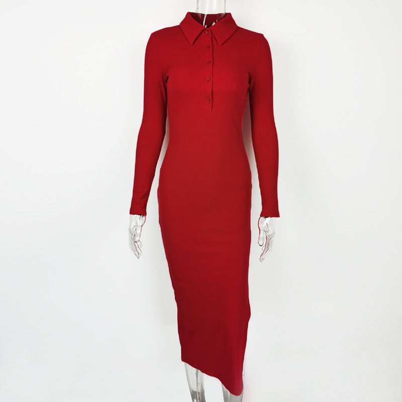 Winter Long Knit Dress Women Fashion V Neck Long Sleeved Slim Hip Skirt Ladies