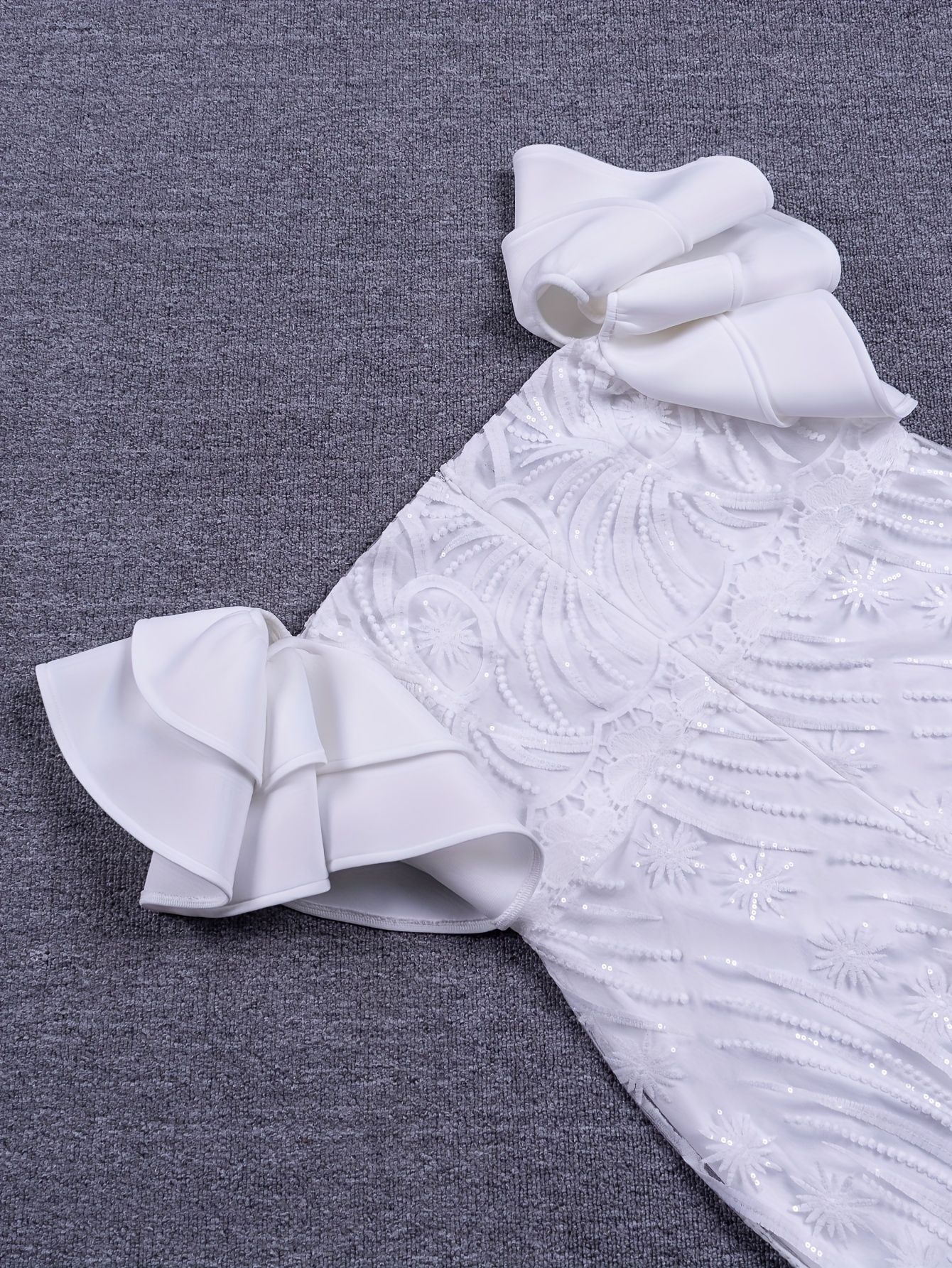 Dashiki African Lace Dresses Slim Sexy Cut Out Ruffles Dresses Women Party Office Midi Plus Size Jacquard Cold Shoulder Wedding Dress