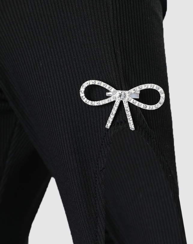 Elegant Black Bow Decor Cutout Long Sleeve Round Neck Bodycon Sexy Party Night Out Midi Dress Ladies Midi Dress