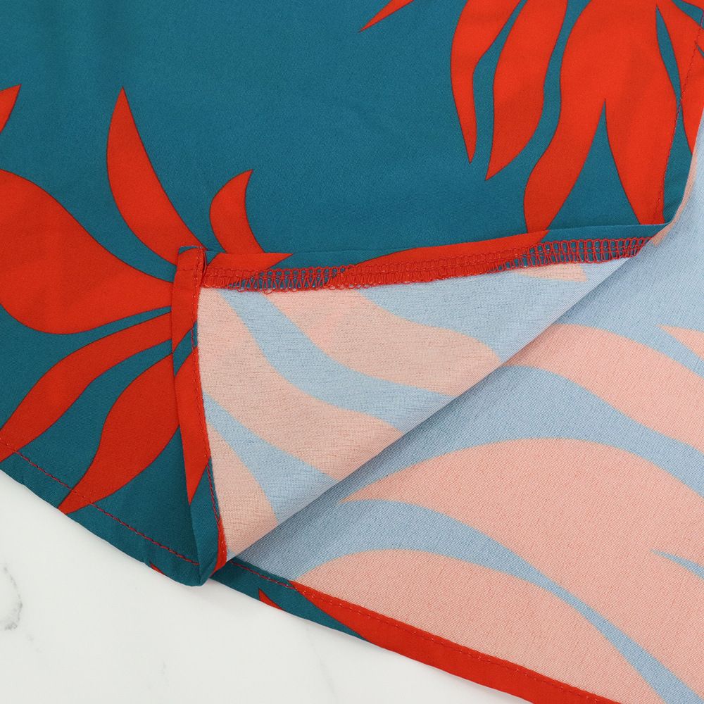 One Shoulder Tropical Print Maxi Dress Ruffle Sleeves High Slit Elegant A Line Dress Evening Dresses