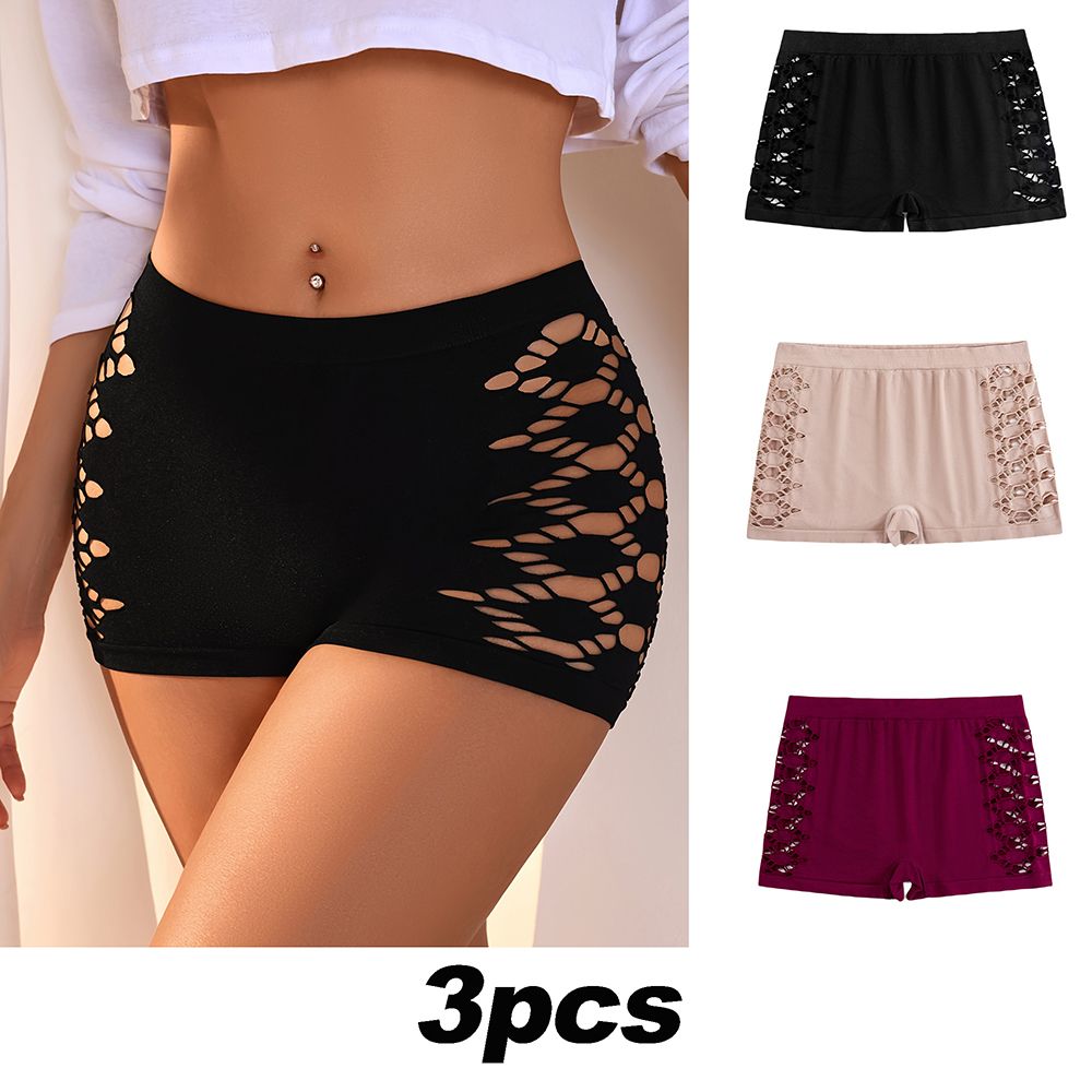 3pcs/set Cut Out Boyshort Panties Soft Comfortable Stretch Panties Women's Lingerie Underwear