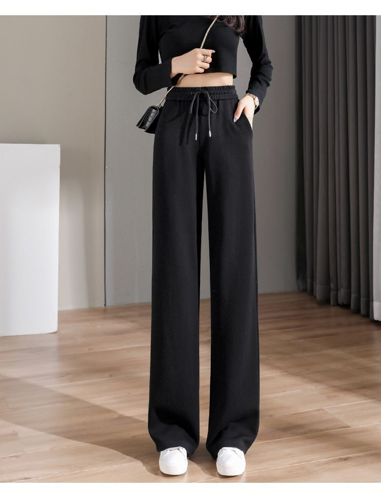 Wide Leg Pants for Women High Waist Narrow Version Loose Straight Slim Casual Long Pants Plain Fitness Joggers Pants Travel Basic