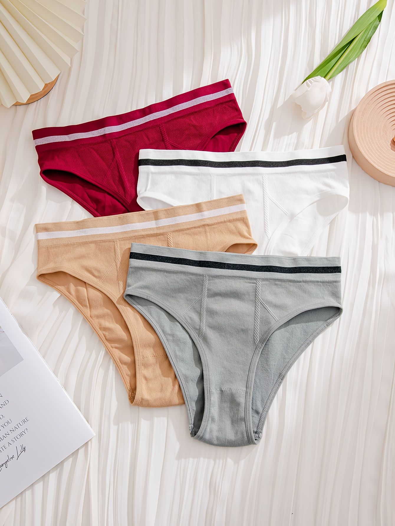 5pcs Women's High Waist Seamless Panties Cotton Crotch Abdomen Girls Sexy Breathable Seamless Ladies Briefs Underwear