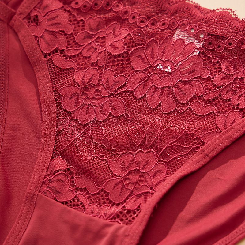 5pcs Women's Underwear Sexy Letter Lingerie Lace Comfortable Mid Waist Panties Breathable Fashion Rhinestone Thongs