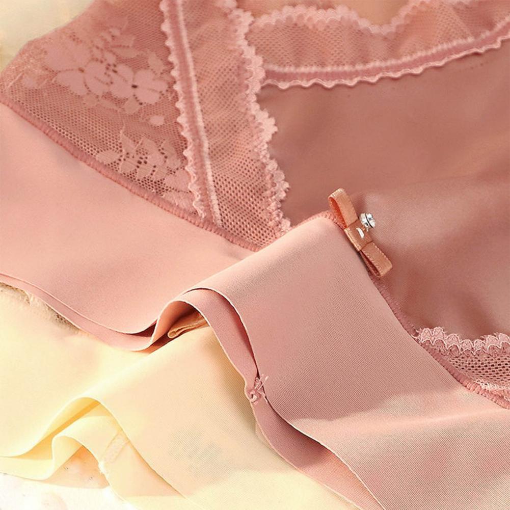 6pcs Sexy Lace Panties Women's High Waist Seamless Female Daily Underwear Tummy Control Ice Silk Lady Underpants Comfy Breathable