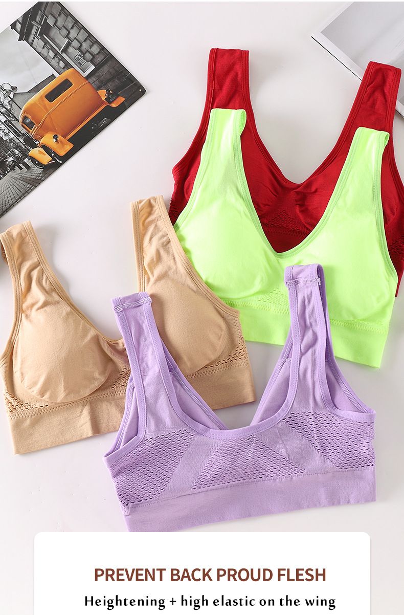 4pcs Women's Sports Bras(NO Padding) Breathable No-Wire Hollow-Out Gym Jogging Crop Top Push Up Sport Bras for Running & Yoga
