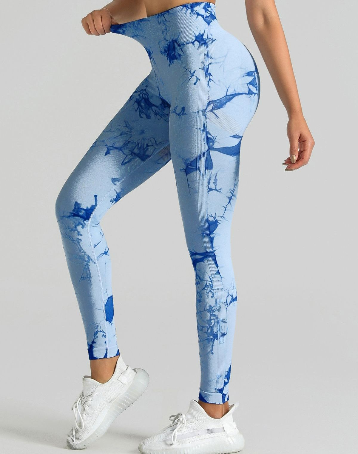 Seamless Yoga Pants Women's Tie Dye Float Yoga Clothes Printed High Waisted Hip Lifting Sports Leggings