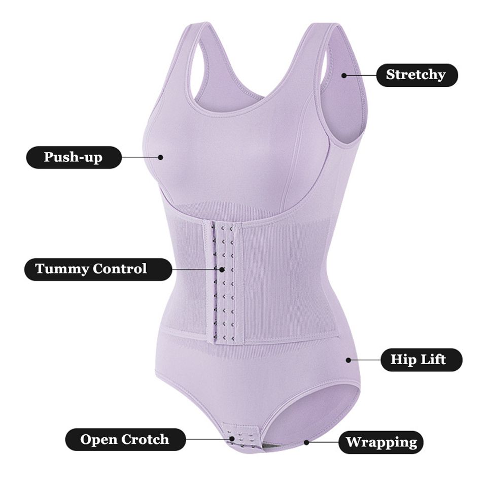 New Bodysuit Shapewear With Zipper Belt Women's Tummy Control Fajas Body Shaper Waist Trainer  Postpartum Slimming Cincher Corset Tops