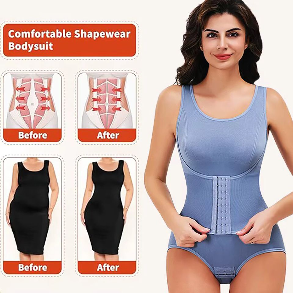 New Bodysuit Shapewear With Zipper Belt Women's Tummy Control Fajas Body Shaper Waist Trainer  Postpartum Slimming Cincher Corset Tops