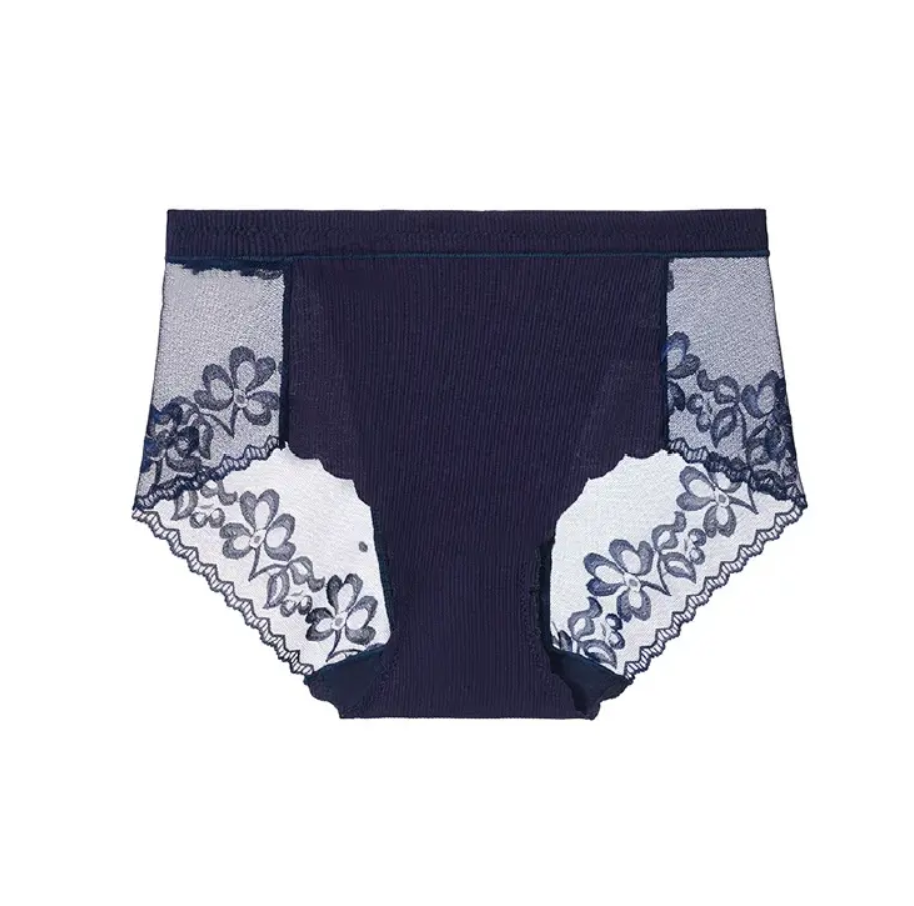 Sexy Lace Flower Women's High-Waisted Hollow-Out Fashion Panties - Breathable, Comfortable Triangle Underwear with Soft Fabric & Stylish Design