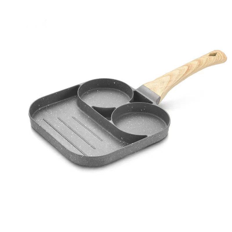 3-Hole Frying Pot Pan Thickened Omelet Non-stick Egg Pancake Steak Pan Cooking Egg Ham Pans Dual Purpose Cookware Pan