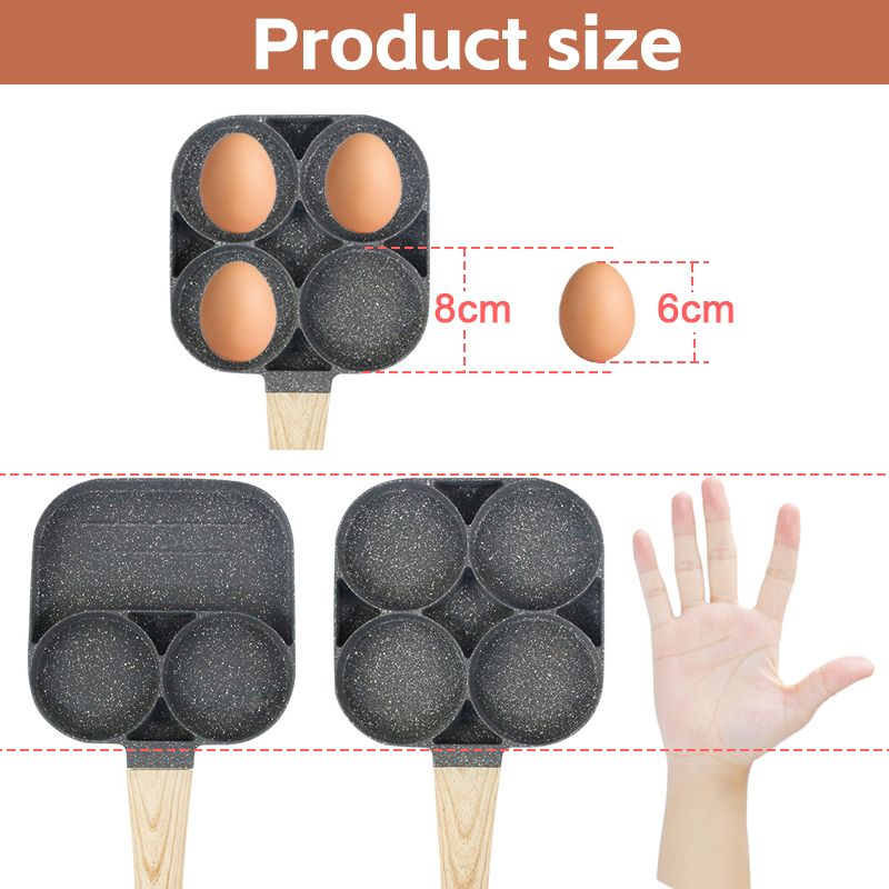 3-Hole Frying Pot Pan Thickened Omelet Non-stick Egg Pancake Steak Pan Cooking Egg Ham Pans Dual Purpose Cookware Pan