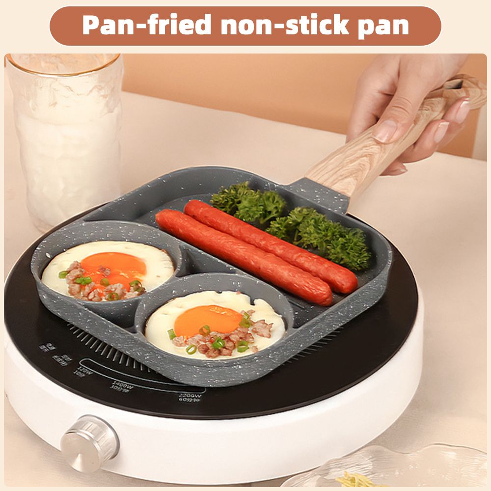 3-Hole Frying Pot Pan Thickened Omelet Non-stick Egg Pancake Steak Pan Cooking Egg Ham Pans Dual Purpose Cookware Pan