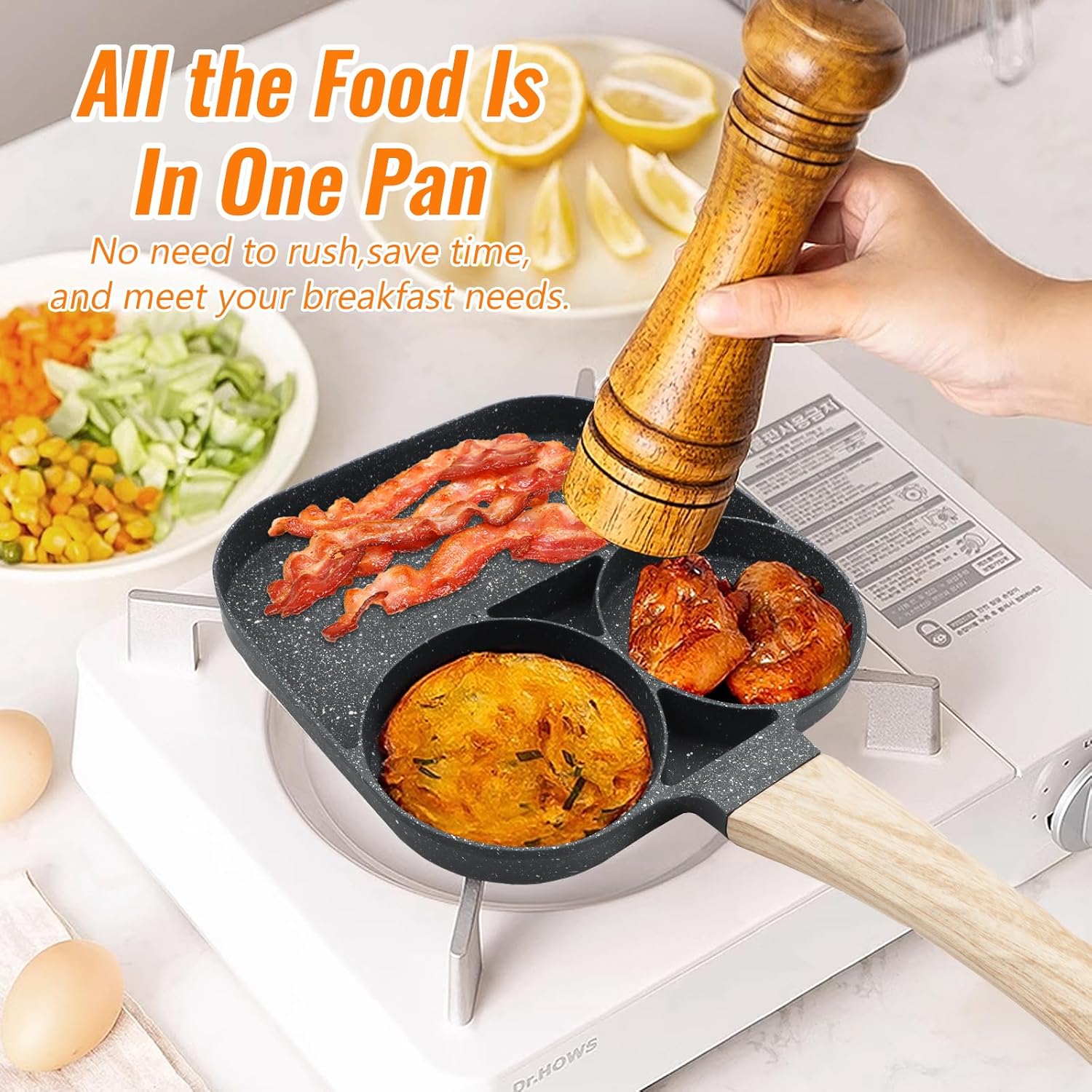 3-Hole Frying Pot Pan Thickened Omelet Non-stick Egg Pancake Steak Pan Cooking Egg Ham Pans Dual Purpose Cookware Pan